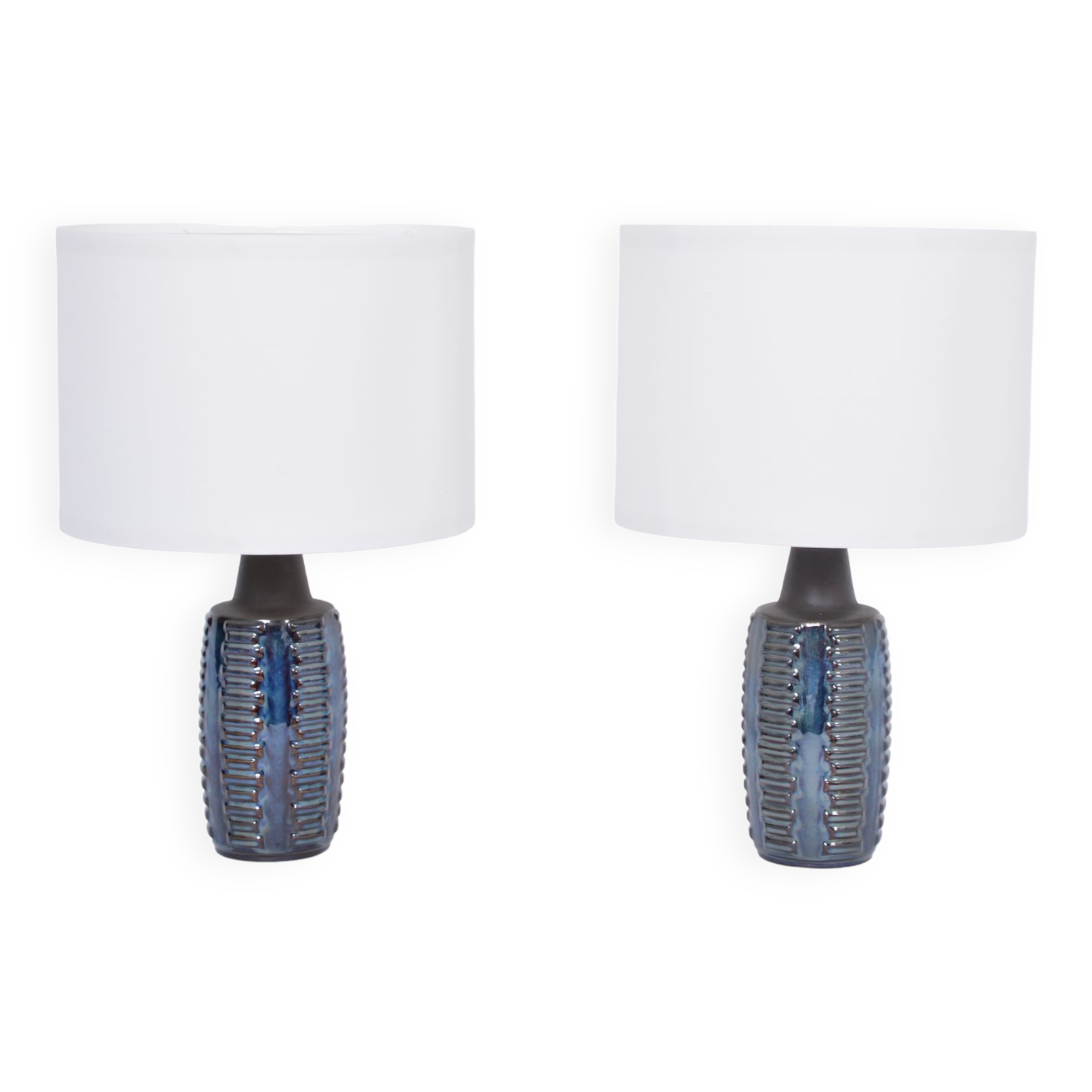 Pair of Blue Midcentury Table Lamps Model 1034 by Einar Johansen for Soholm