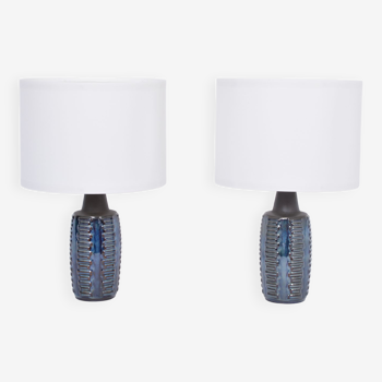 Pair of Blue Midcentury Table Lamps Model 1034 by Einar Johansen for Soholm