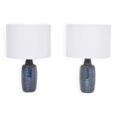 Pair of Blue Midcentury Table Lamps Model 1034 by Einar Johansen for Soholm