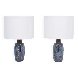 Paire de lampes de table bleues Midcentury modèle 1034 par Einar Johansen pour Soholm