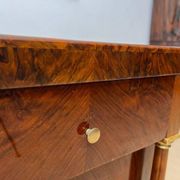 Empire Nightstands in Walnut with Full Columns in Gilt Brass, Italy, 1810, Set of 2