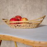 Vintage rattan woven color honey and green trash