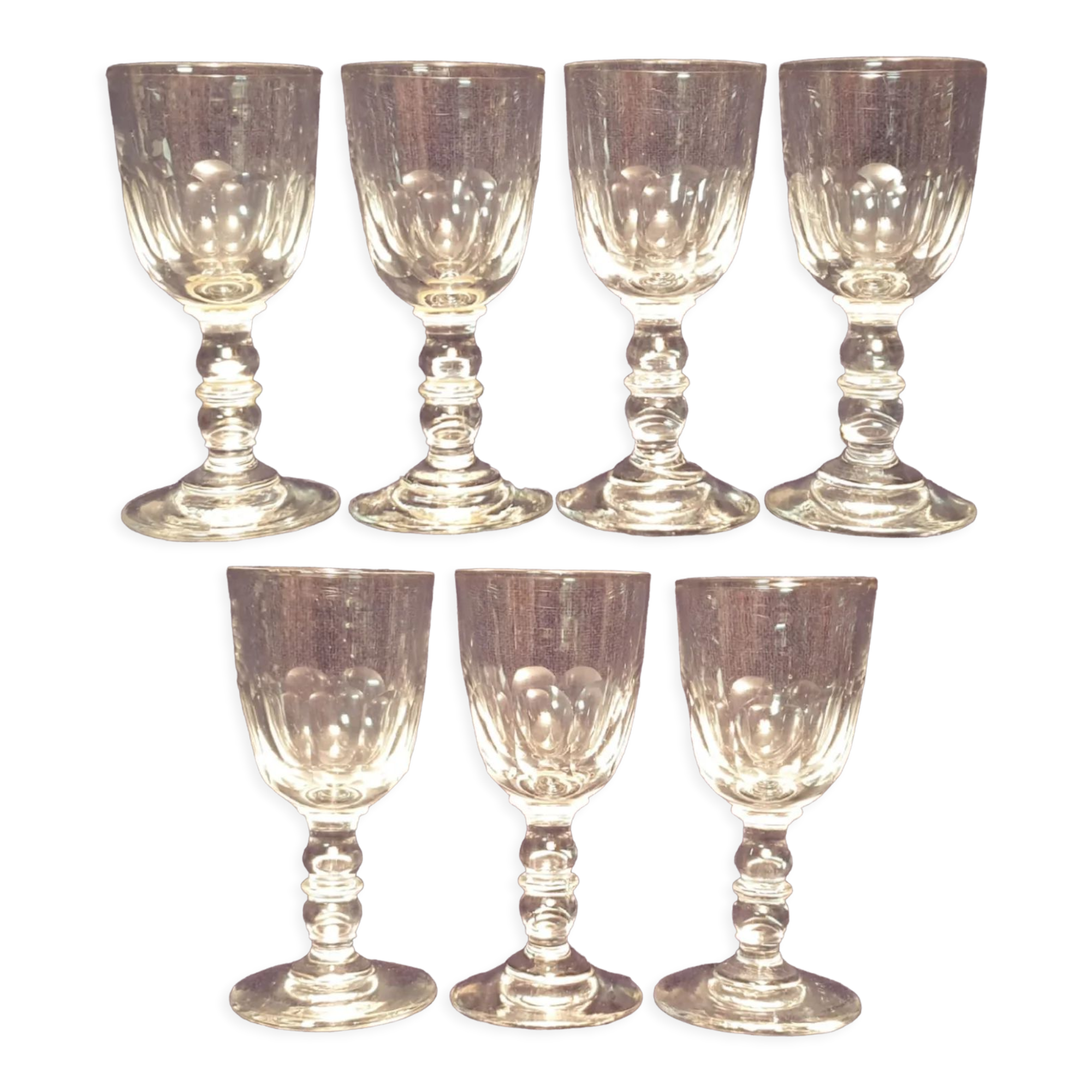 7 antique crystal shot glasses
