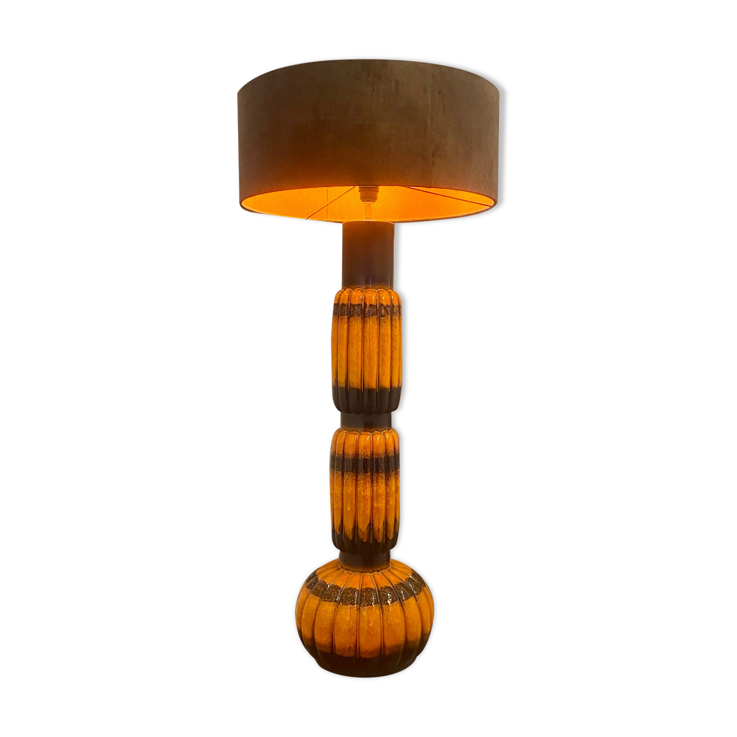 Ceramic floor lamp year 1960 two-tone lampshade