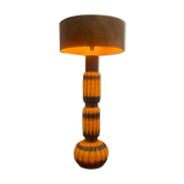 Lampadaire en céramique année 1960 abat-jour bicolore