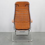 1970s Italian folding lounge chair with leatherette upholstery