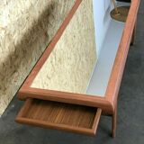 Table en teck table basse design danois avec miroir années 60