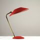 Red Shrink-Lacquered Brass Table Lamp, Germany, 1950s
