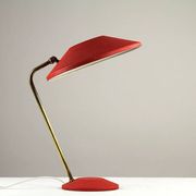 Red Shrink-Lacquered Brass Table Lamp, Germany, 1950s