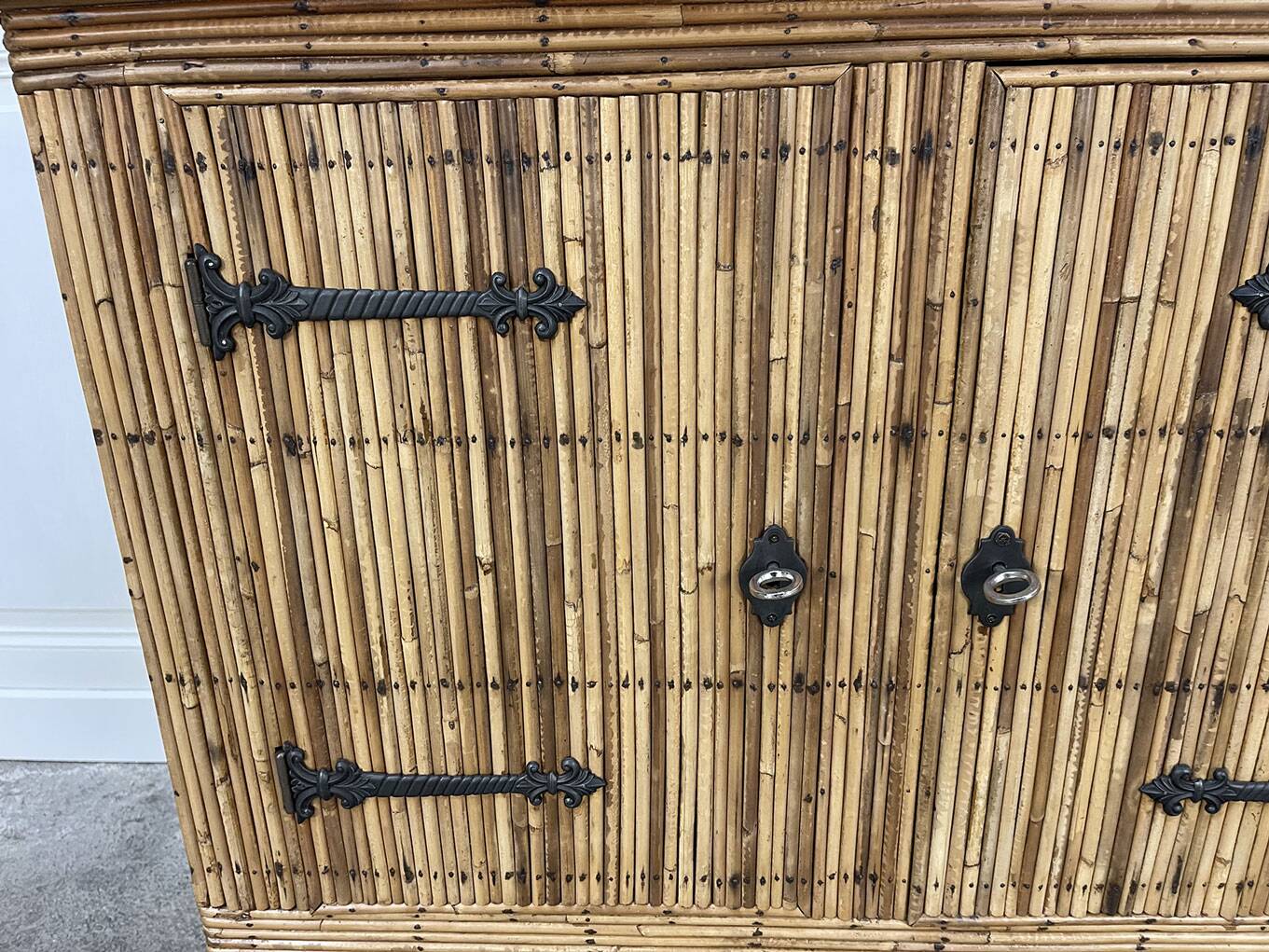 Vintage Audoux Minnet style  rattan sideboard