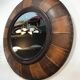Large round leather mirror