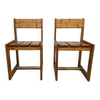 André Sornay Pine Chairs, 1960s