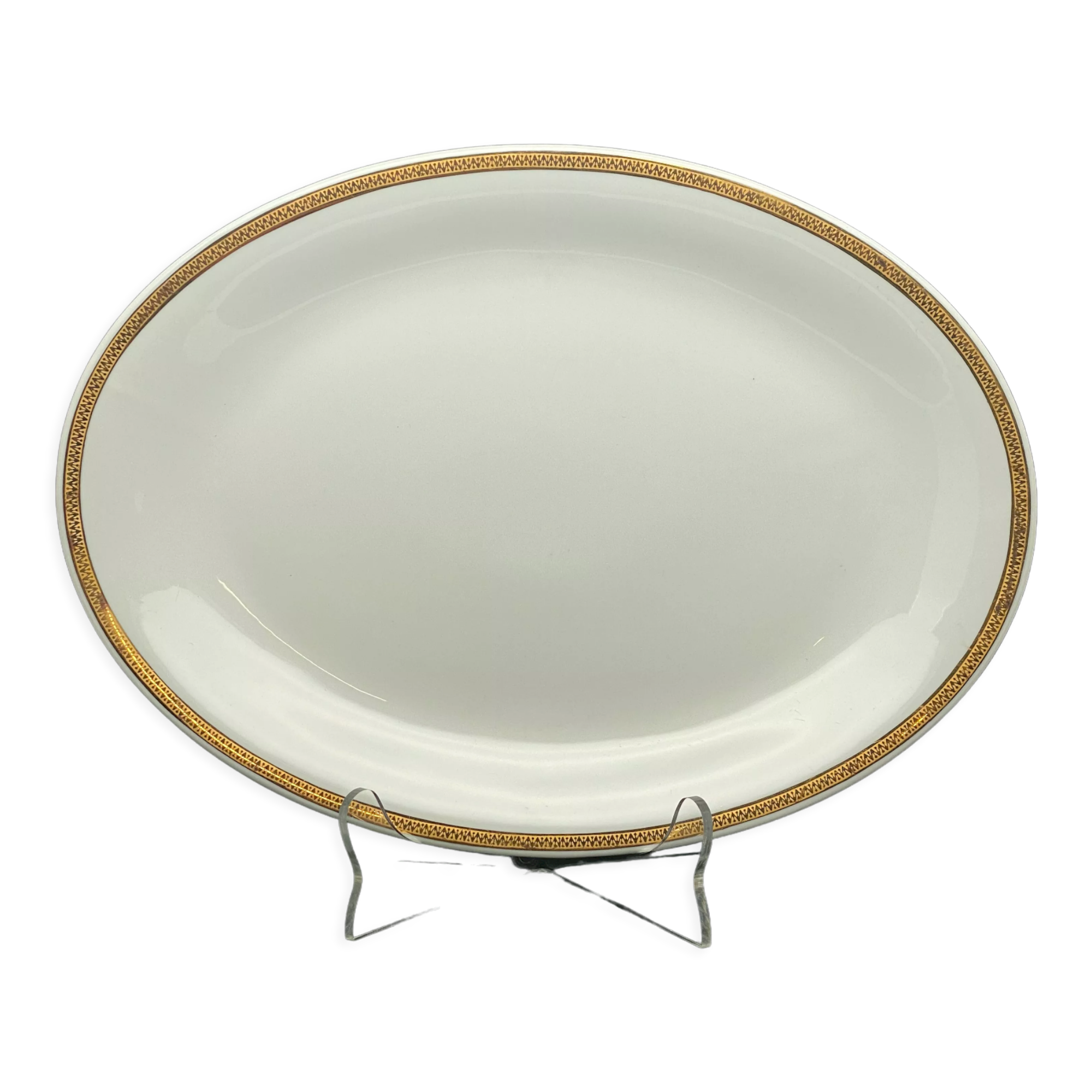 Oval serving dish Limoges gold edging