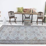 6x10 Rug For Living Room Bordered Blue Turkish Vintage Area Rug, 184x301Cm SK 1512