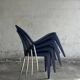 Vintage Louis XII armchair by Philippe Starck, molded blue plastic shell and metal legs