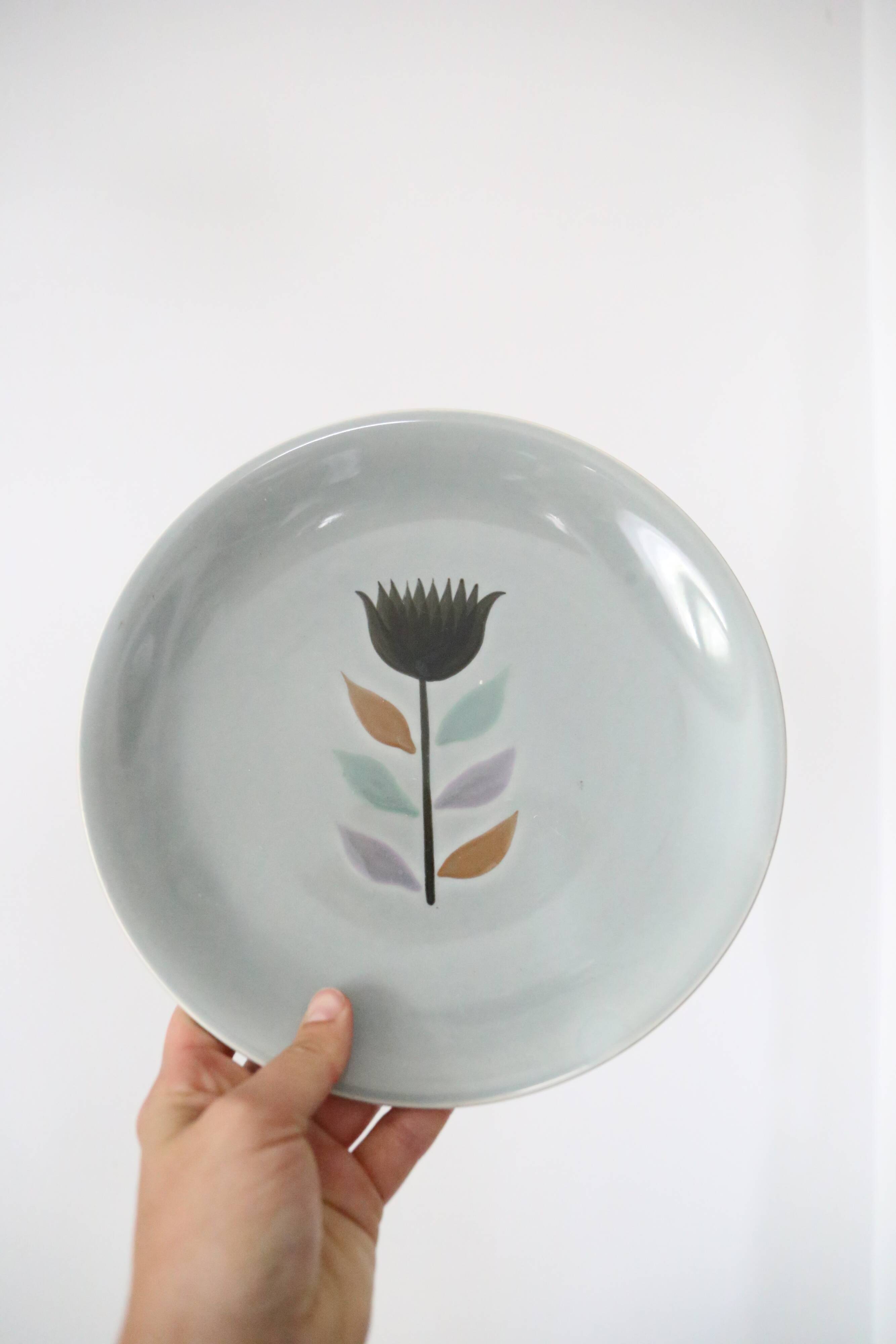 Set of 4 flat plates Salins, Montpezat pattern, vintage French