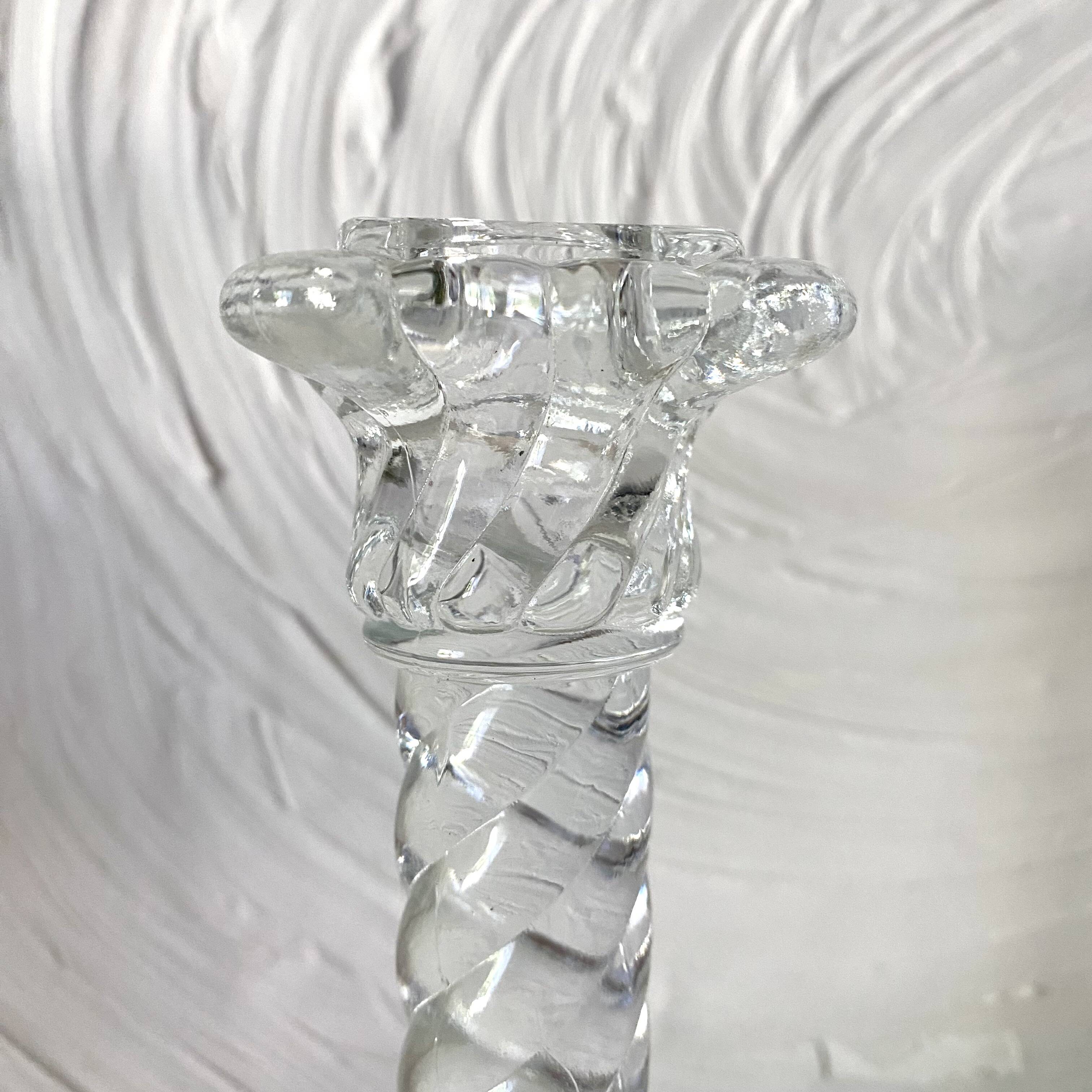 Pair of crystal column candlesticks from the 50s and 60s