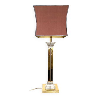 Hollywood regency brass and lucide table lamp