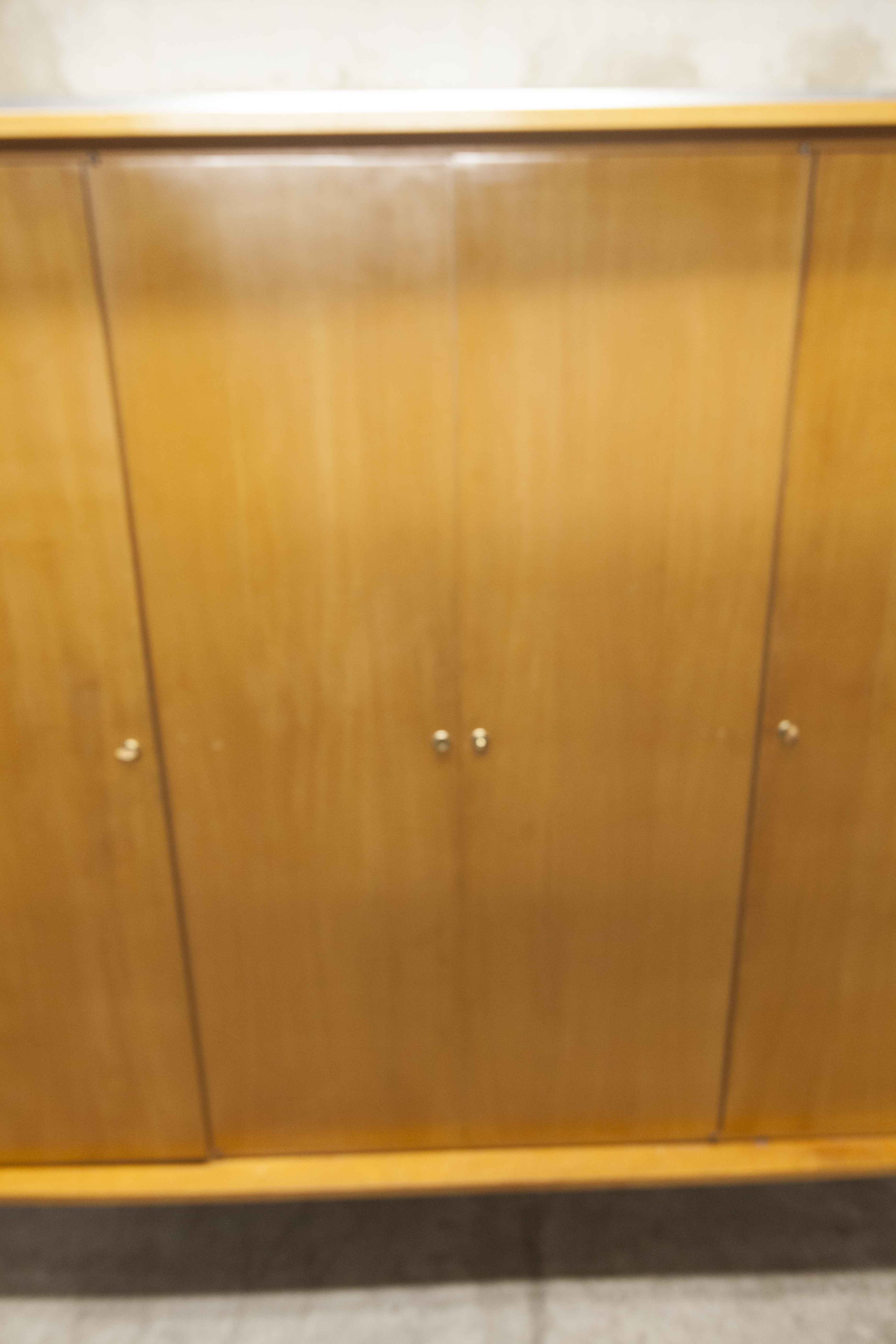 Scandinavian wardrobe 1960 honey color 4 doors L 205 cm