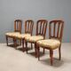 Antique walnut chairs with upholstered seats in fabric, Italy, late 19th century.