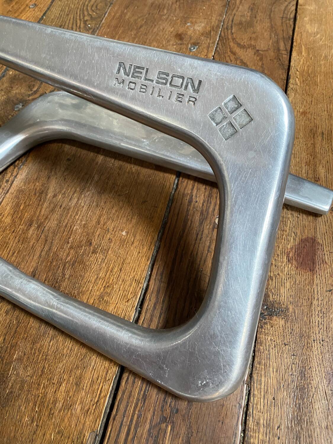 Nelson Mobilier brushed steel designer footrest