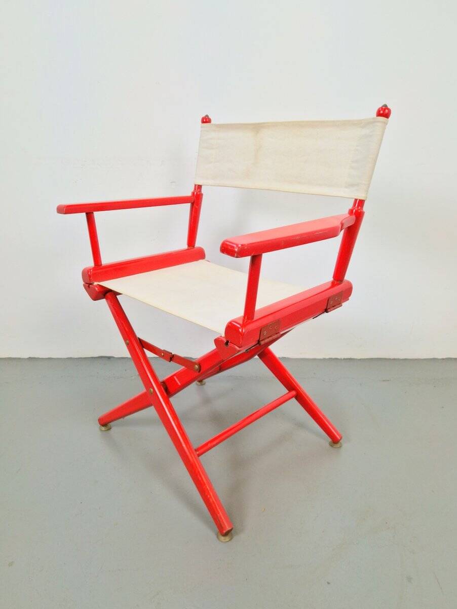 Vintage German Folding Wooden Directors Chair, 1960s