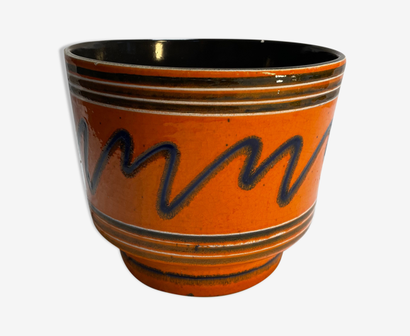 Cache-pot orange année 70