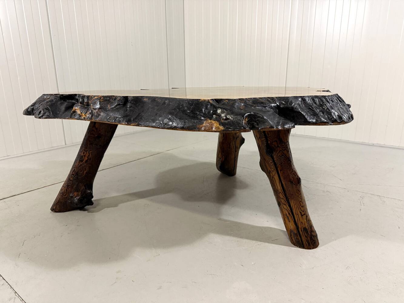 Large tree trunk coffee table by Frank Armich Canada