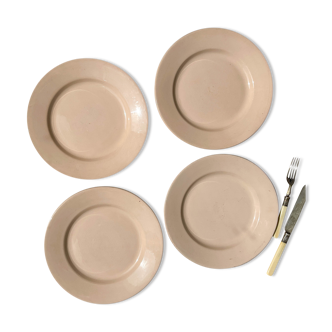 4 Flat plates Rose Digoin Sarreguemines