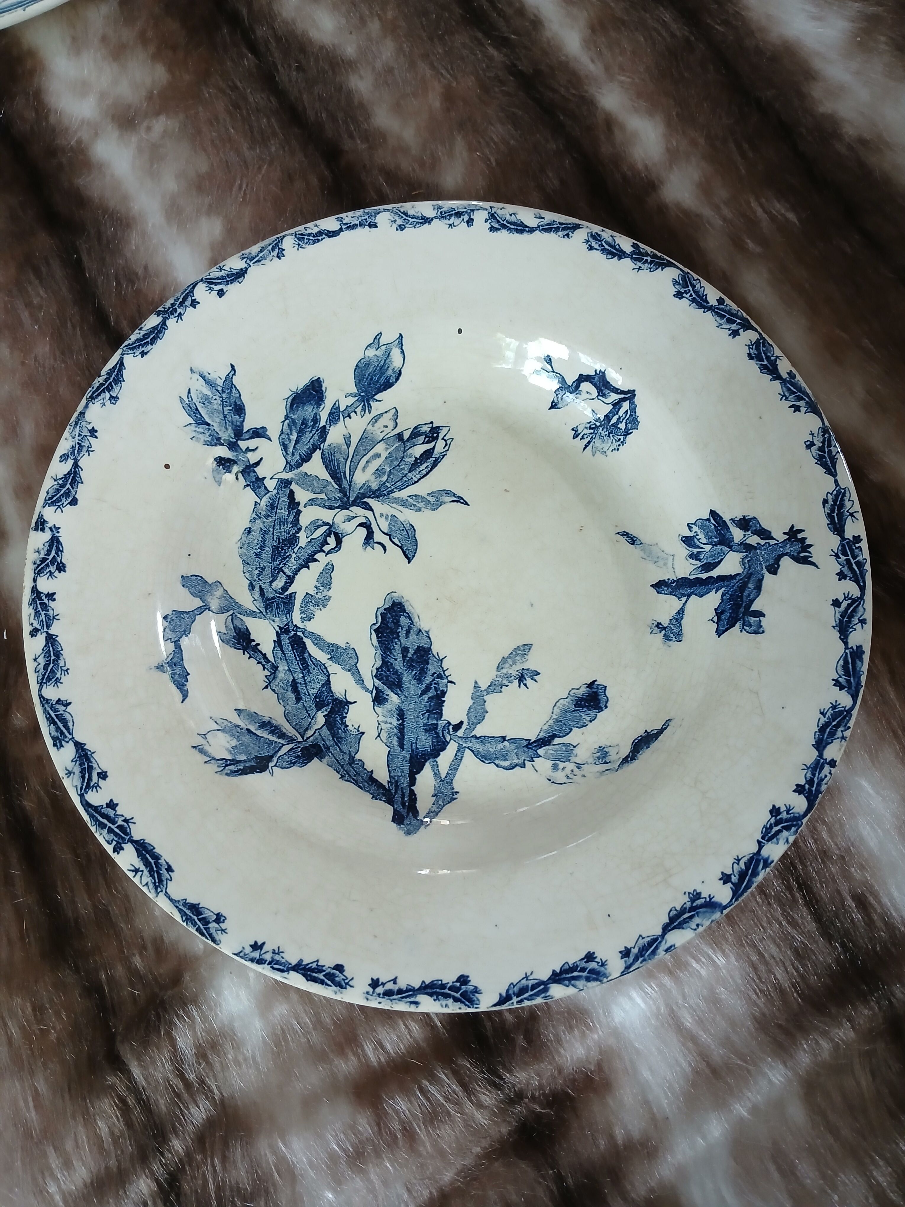 6 mismatched vintage deep plates in ironstone