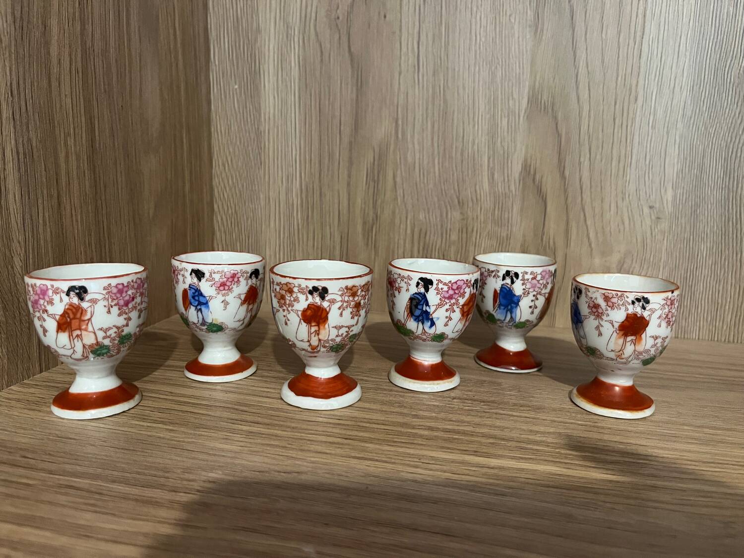Set of 6 Vintage Japanese Egg Cups
