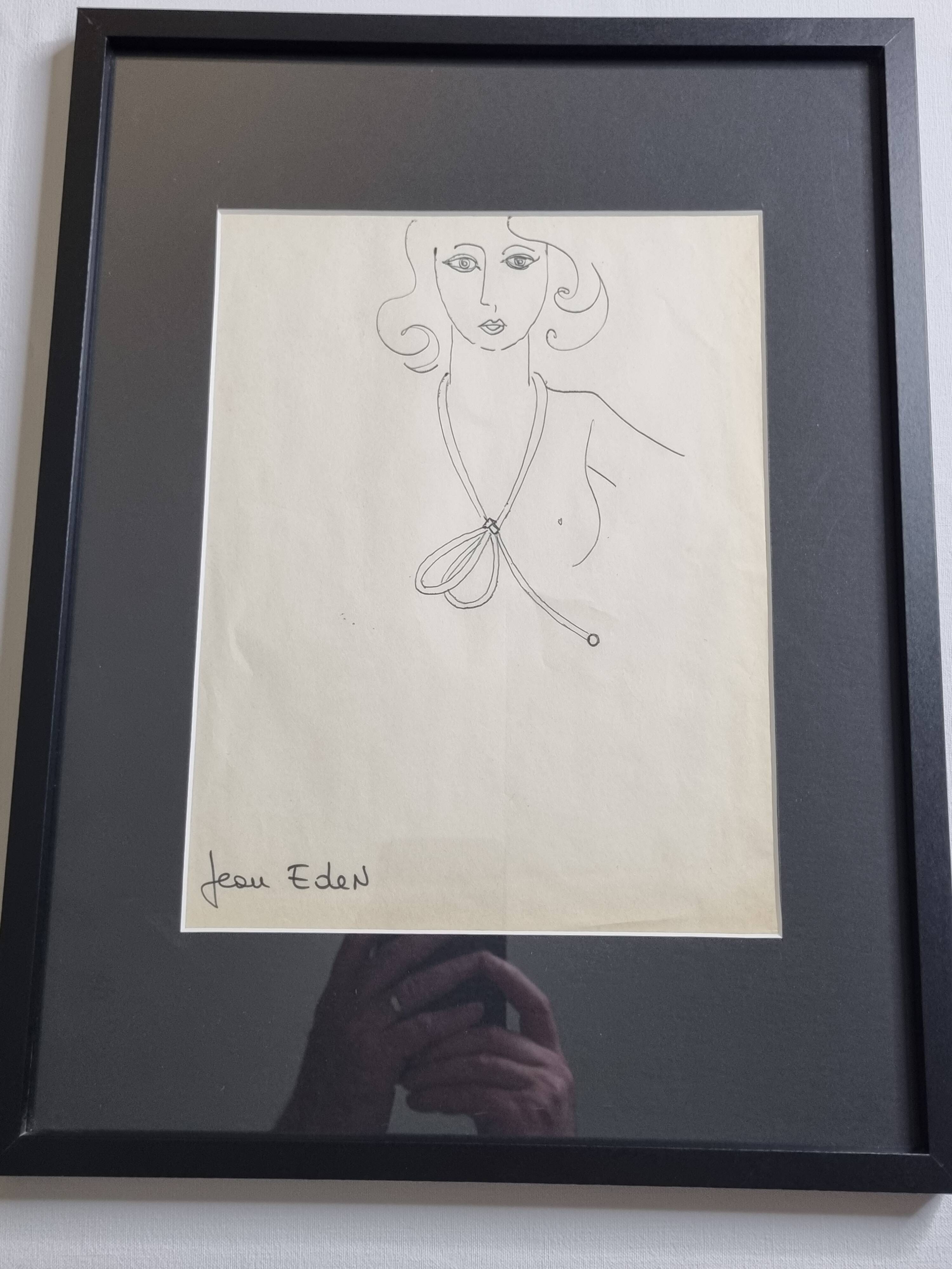 Fashion sketch (accessories), original drawing, signed by Jean Eden, 60s-70s