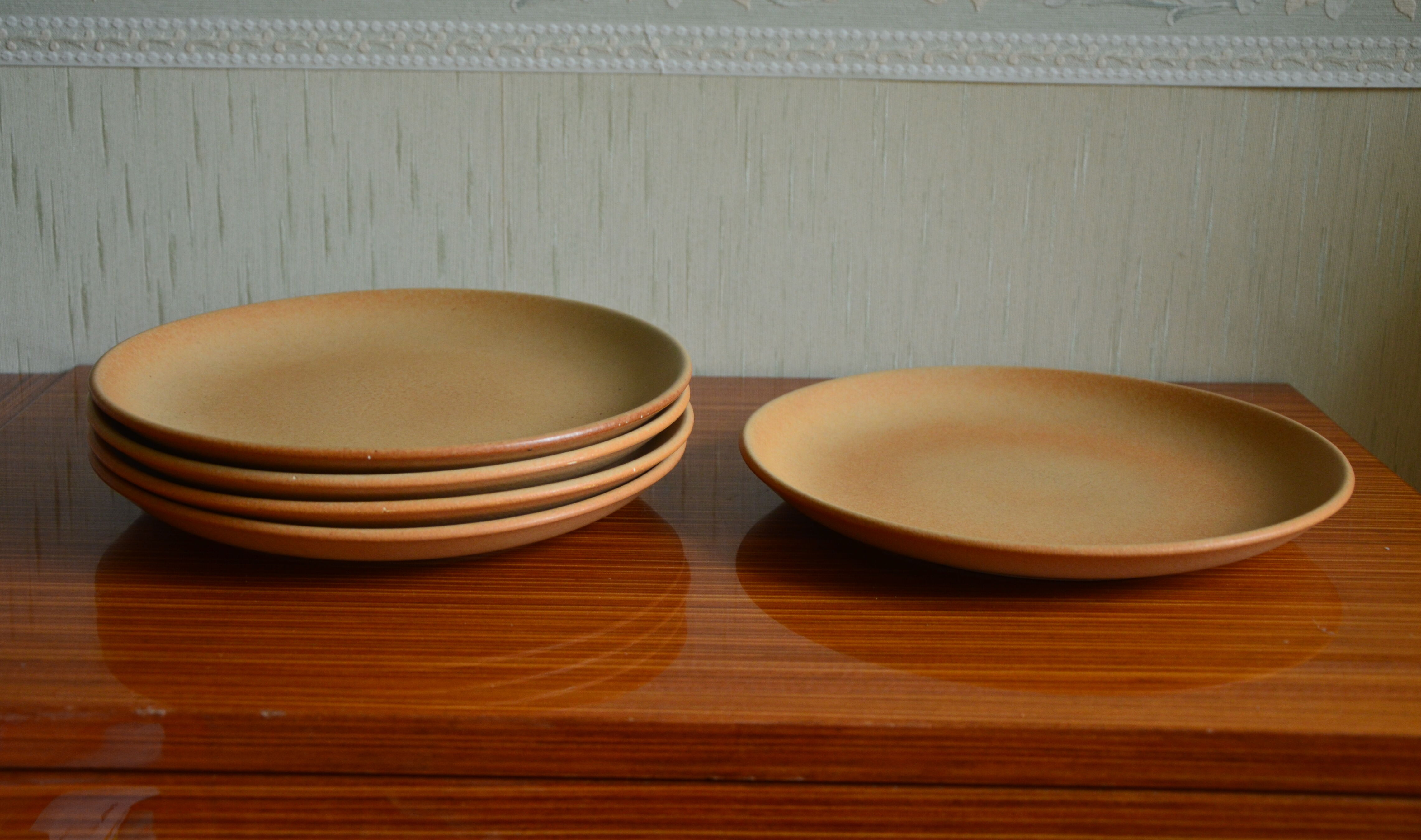 Lot de 5 grandes assiettes plates en grès