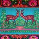Vintage Romanian rug with deers, nature scenery on a floral background