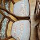 Chaises en merisier recouverte de Toile de Jouy