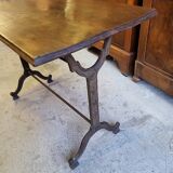 old bistrot table wooden top cast iron leg