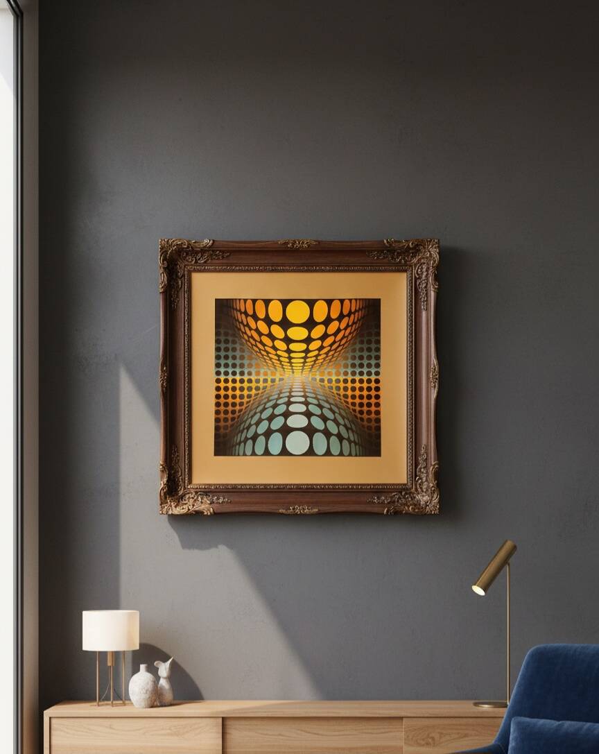 Set of 2 vintage Victor Vasarely silkscreen prints circa 1970, edition of the g