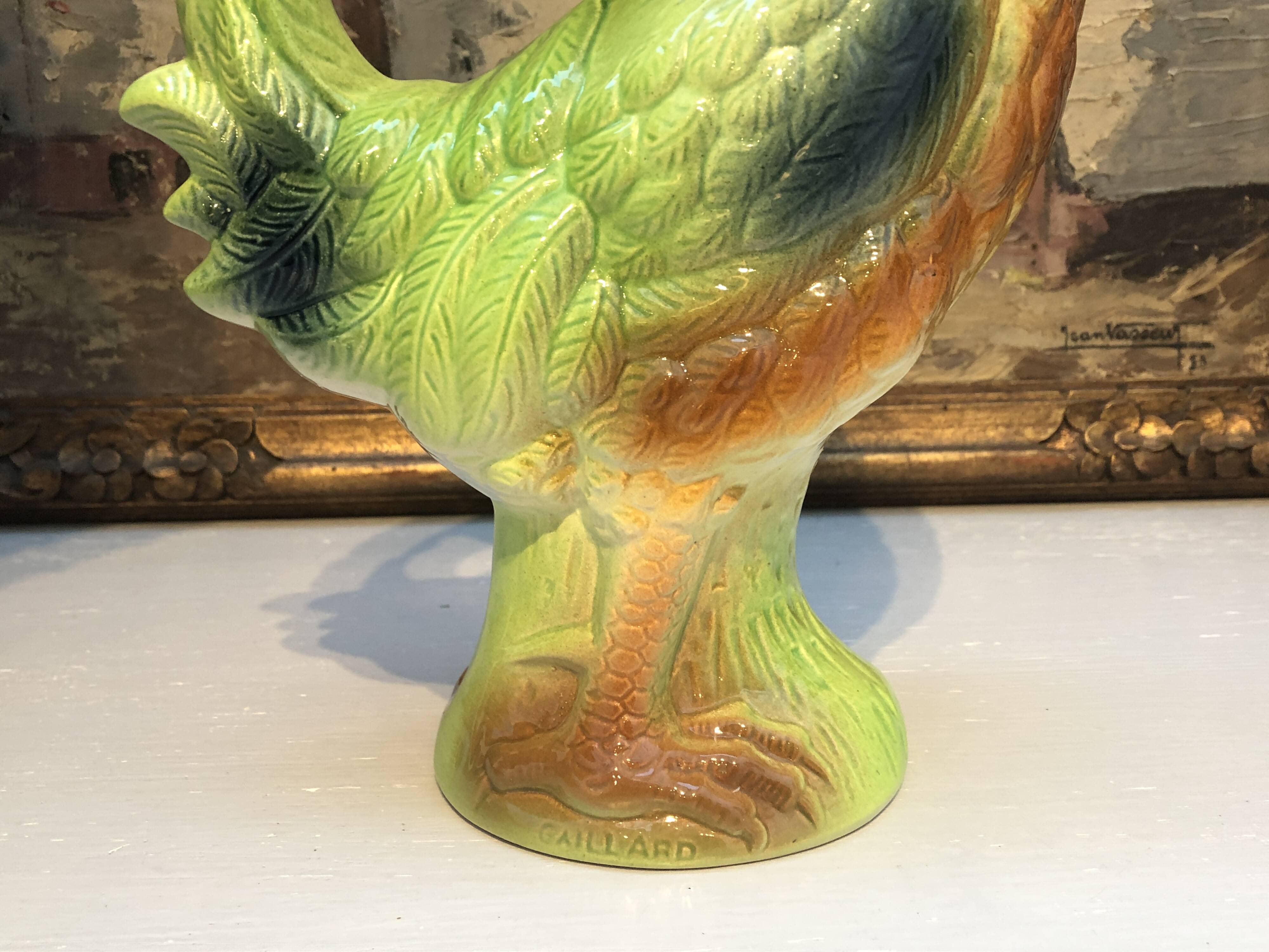 Pichet carafe coq in barbotine france vintage