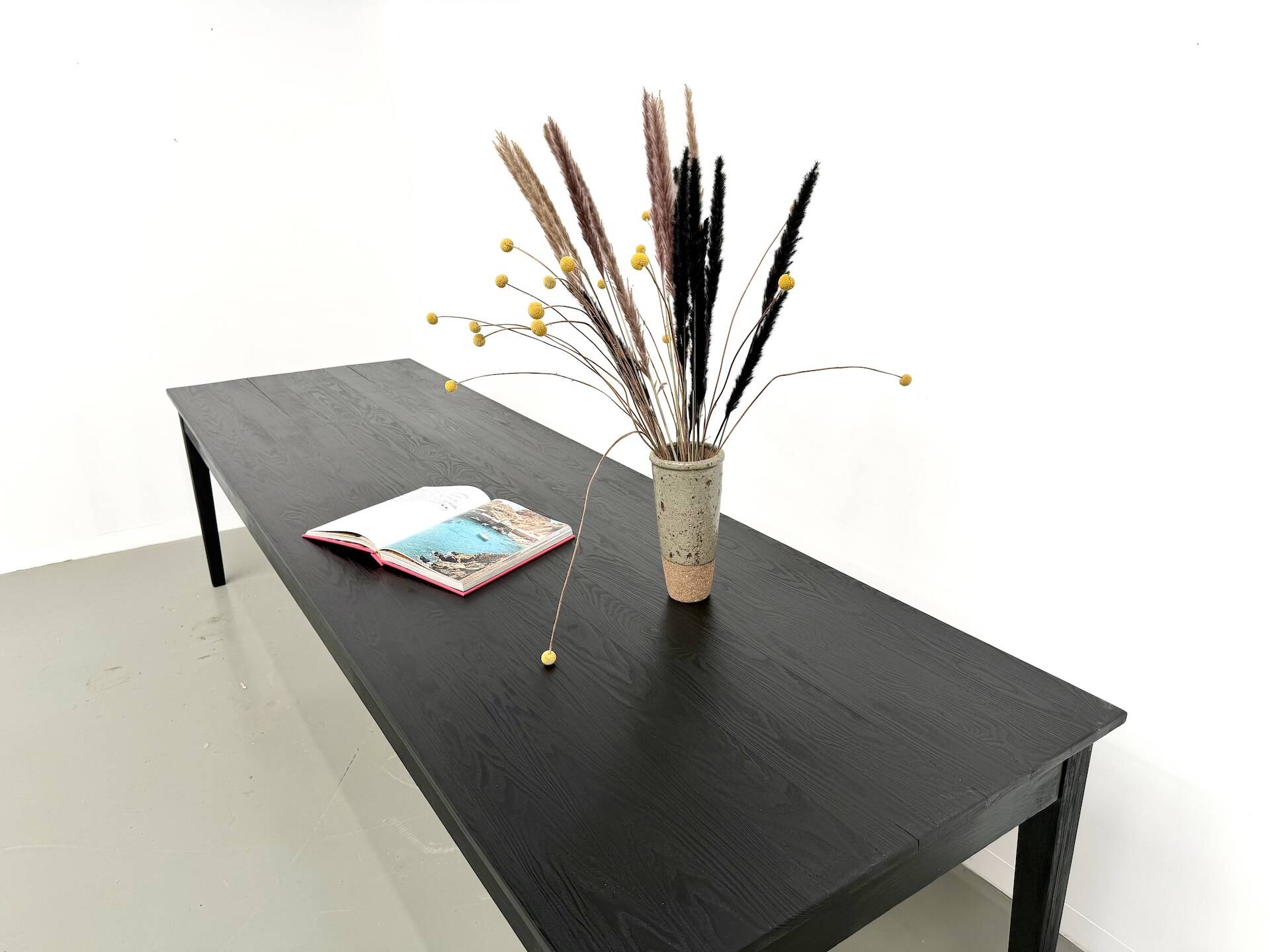 Large burnt wood table Shou Sugi Ban - 300 x 90 cm