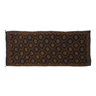 Area kilim rug ,vintage wool turkish handknotted kilim, 275 cmx 106 cm rug