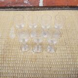 7 antique digestif glasses with Art Deco pattern