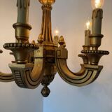 60s carved wood candle chandelier