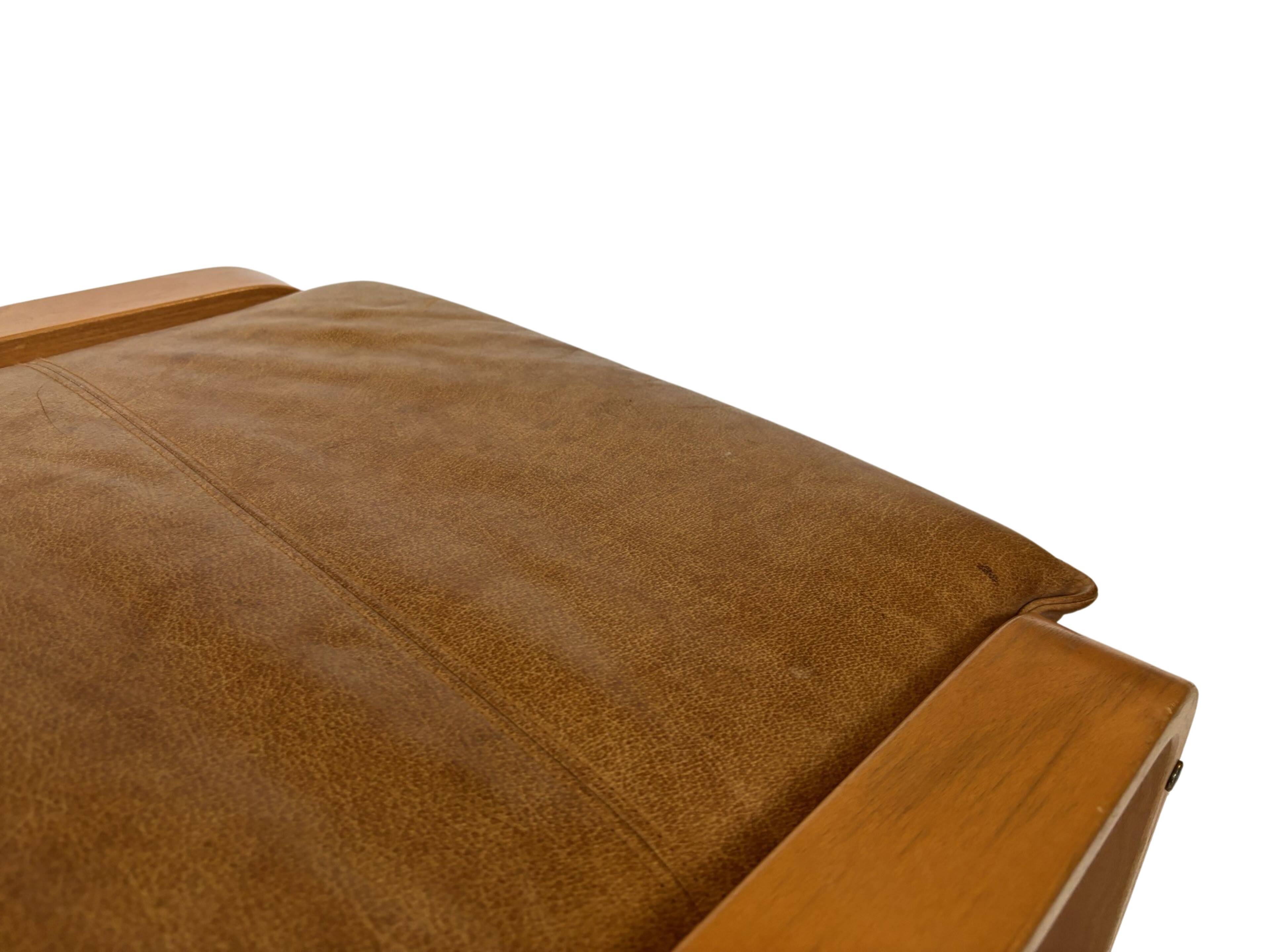 Vintage ikea poang tan cuir cantilever repose-pieds ottoman design