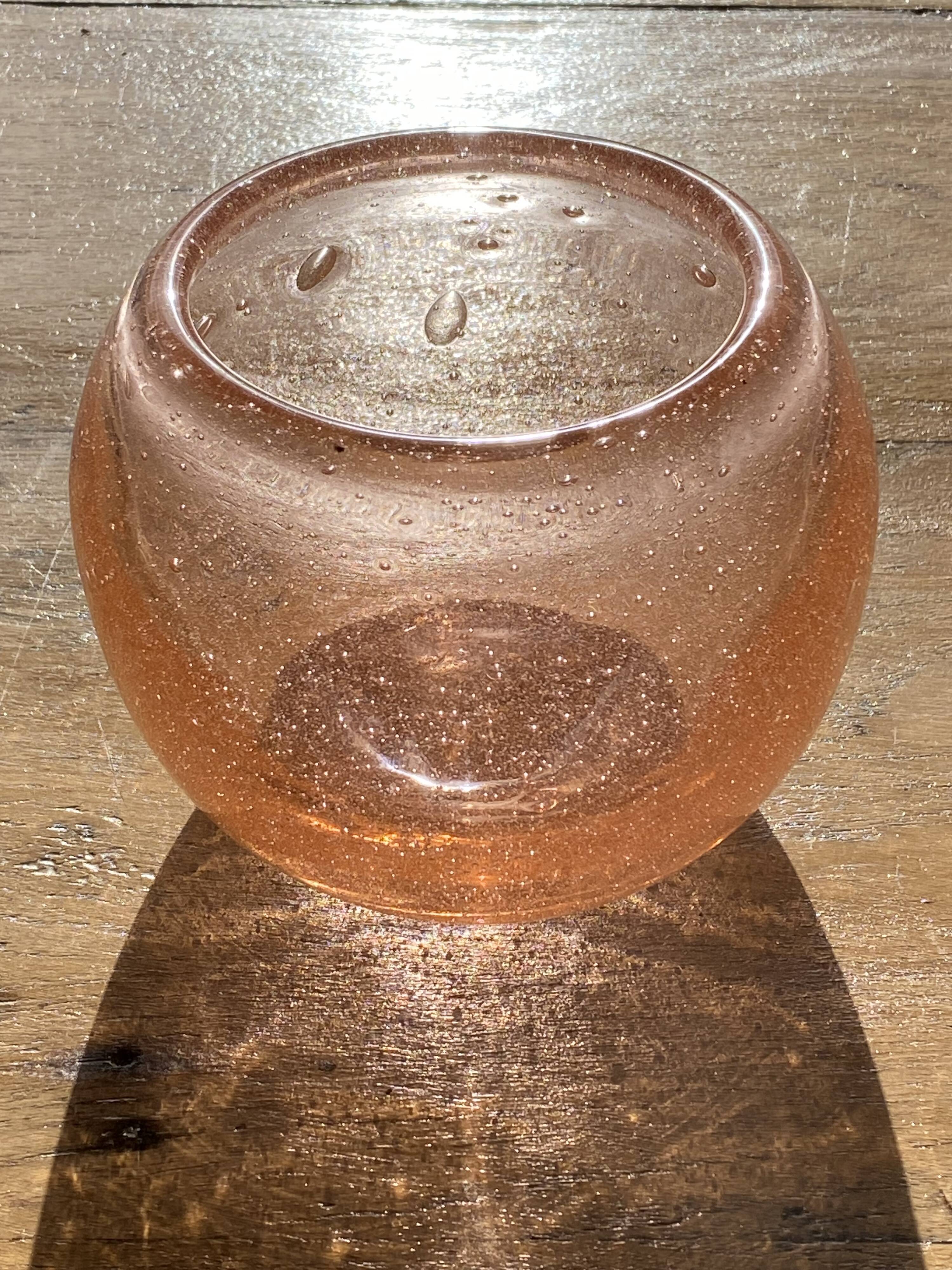 Pink glass vase after Biot