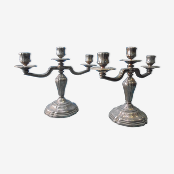 Pair of candlesticks Saint Medard silver metal