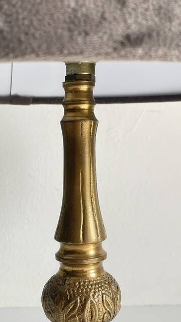 MASSIVE BRASS LAMP and VINTAGE Velvet