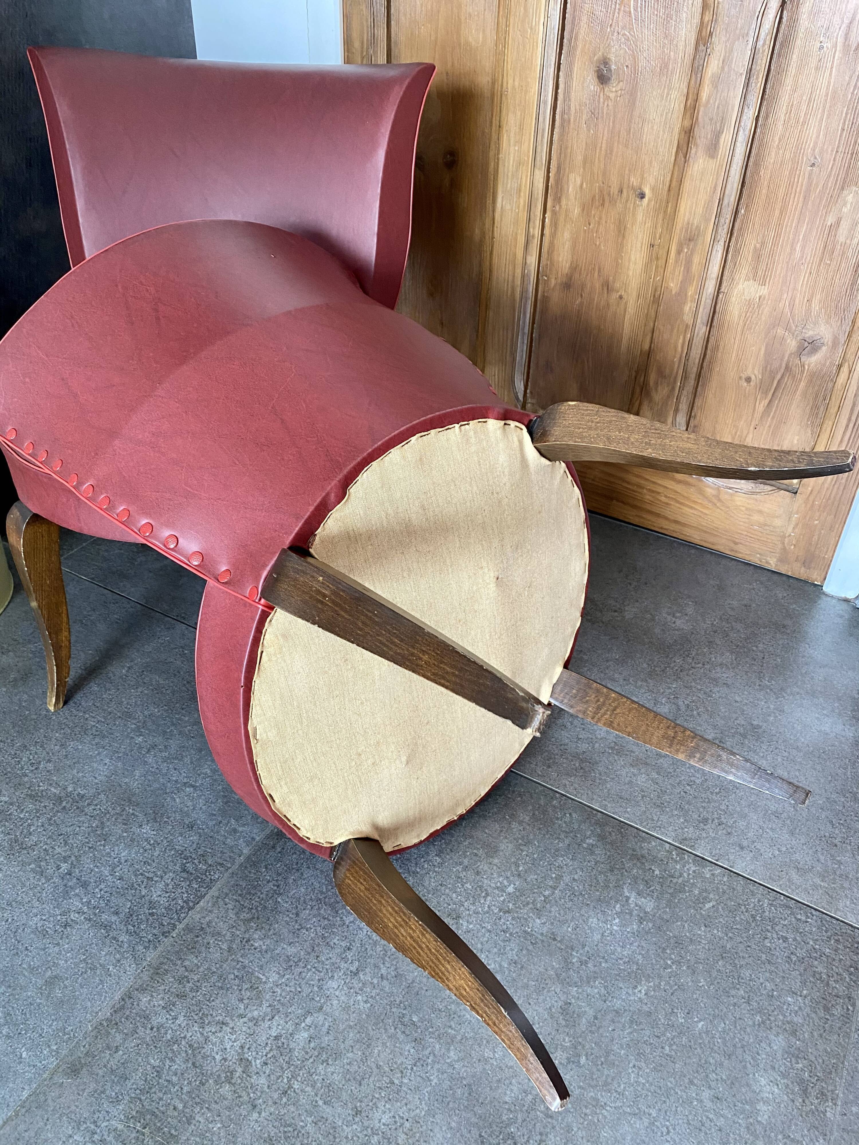 Lot 2 red toad armchair Bordeaux