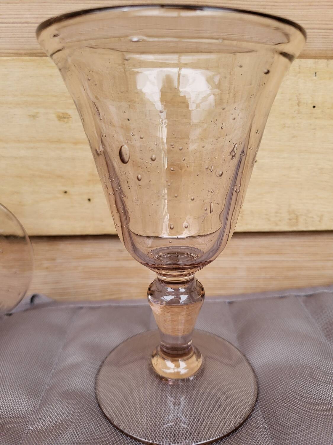 Set of 5 Biot bubble stem glasses H 15 cm, pink color