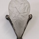 Art Deco wall lamp in frosted glass and nickel-plated bronze circa 1920