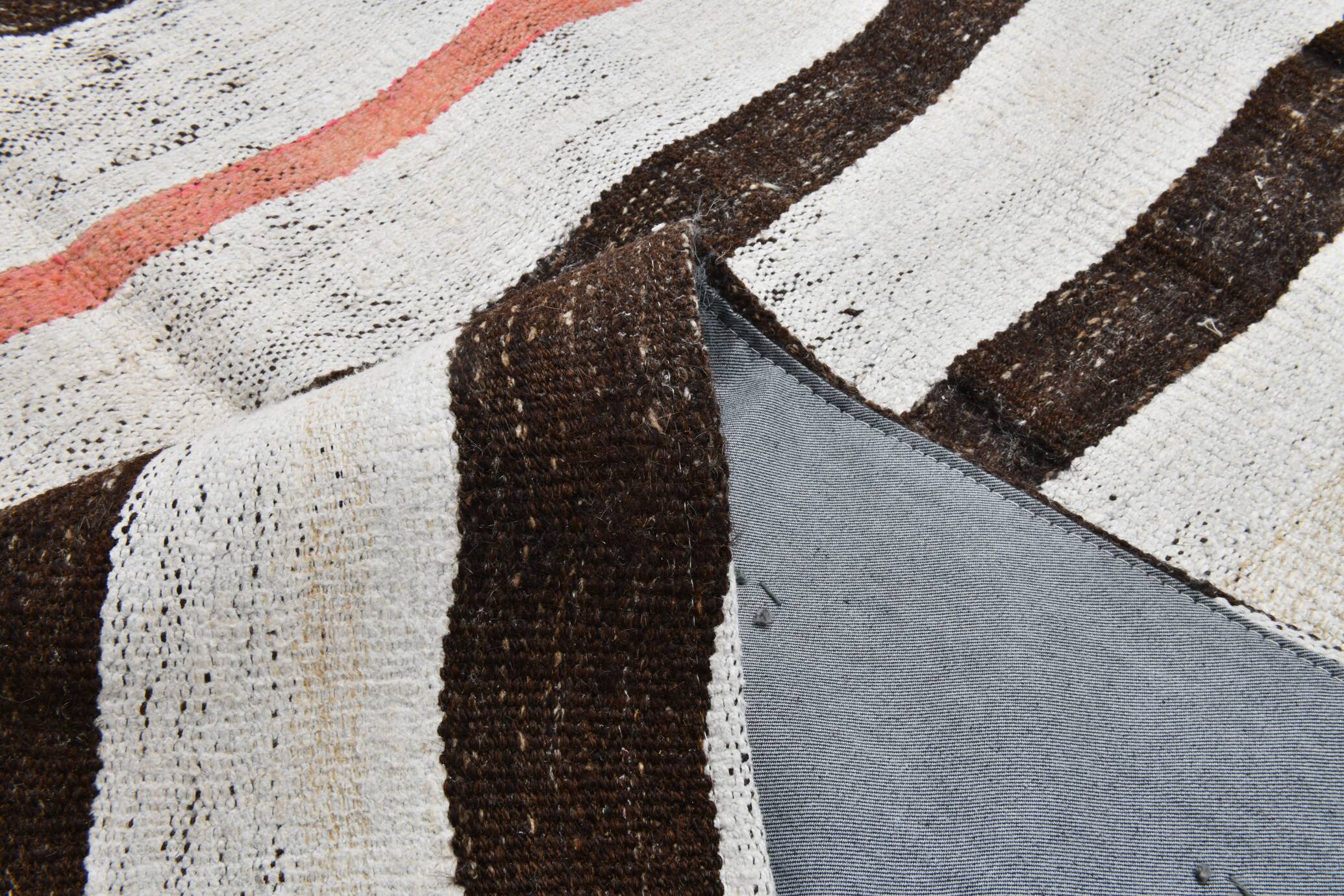 6x7 Natural White & Brown Kilim Rug, 183x212Cm